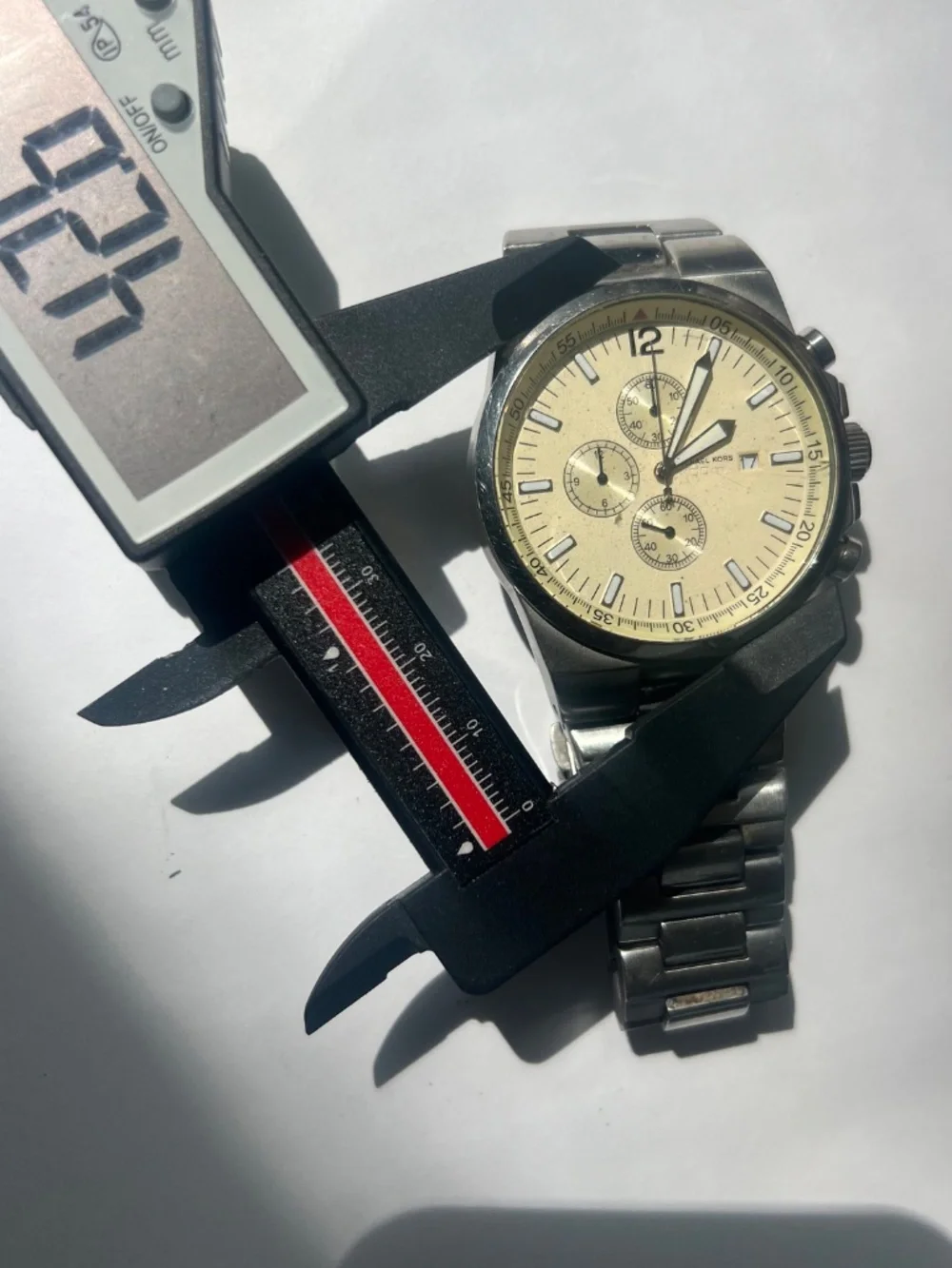 Michael Kors Gage Chronograph Men's Watch | Silver Cream Dial Stainless Steel